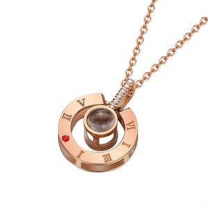 Collar de corazón de San Valentín de nuevo diseño de moda Te amo 100 idiomas Chica Colgante Collar - Product Image 4