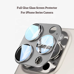 Protector de Pantalla de Vidrio Trasero Circular con Pegamento Completo Integrado para Lente de Cámara de Teléfono al por Mayor para <span class=keywords><strong>iPhone</strong></span> 17 16 15 14 <span class=keywords><strong>13</strong></span> 12 Pro Max - Product Image 2
