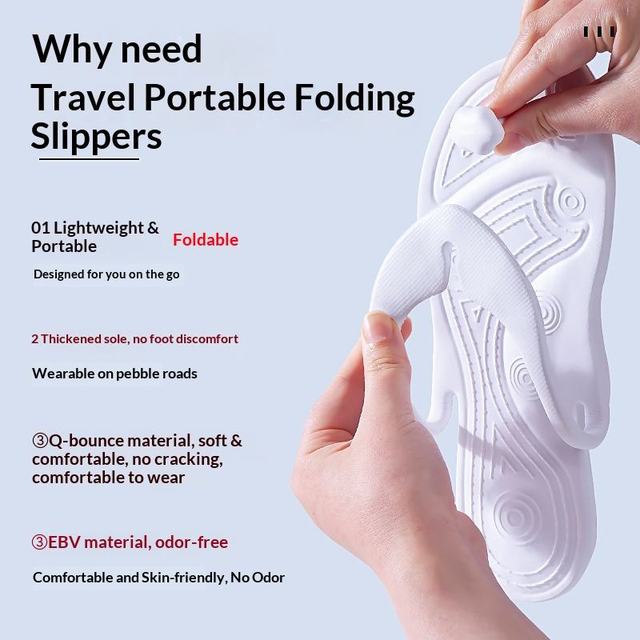 Portable Foldable Travel Flip-Flops Detachable Non-Slip Hotel Bathroom Slippers Women Men EVA Soft Sole Beach Shoes