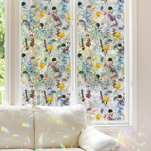 Autocollant électrostatique givré <span class=keywords><strong>occultant</strong></span> pour <span class=keywords><strong>fenêtre</strong></span> de salle de bain, motif fleurs tropicales colorées, pour vitres transfrontalières - Product Image 2