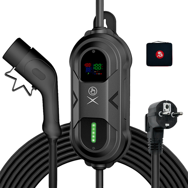 Portable EV Charger Red CEE Plug 3.5kW 11kW Smart EV Home 16A 32 Amp AC Car Charger for Electric Car