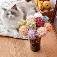 Batang Hydrangea Buatan Kecil untuk Dekorasi Pernikahan Boho, Bola Bunga Sutra Mini untuk Dekorasi Vas Meja Rumah Bergaya Rustic