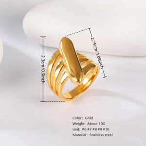 Joyería de Moda Femenina Americana, Anillos de <span class=keywords><strong>Oro</strong></span> de <span class=keywords><strong>24K</strong></span> con Diseño de Onda, Antideslustre, Sin Decoloración, para Bodas y Compromisos, Venta al por Mayor - Product Image 4