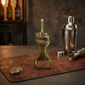 Abridor de Cerveza de Latón Personalizado con Diseño de Dedo Medio, Fácil de Usar, Portátil, Resistente, Abridor Manual para Uso en Bares - Product Image 1