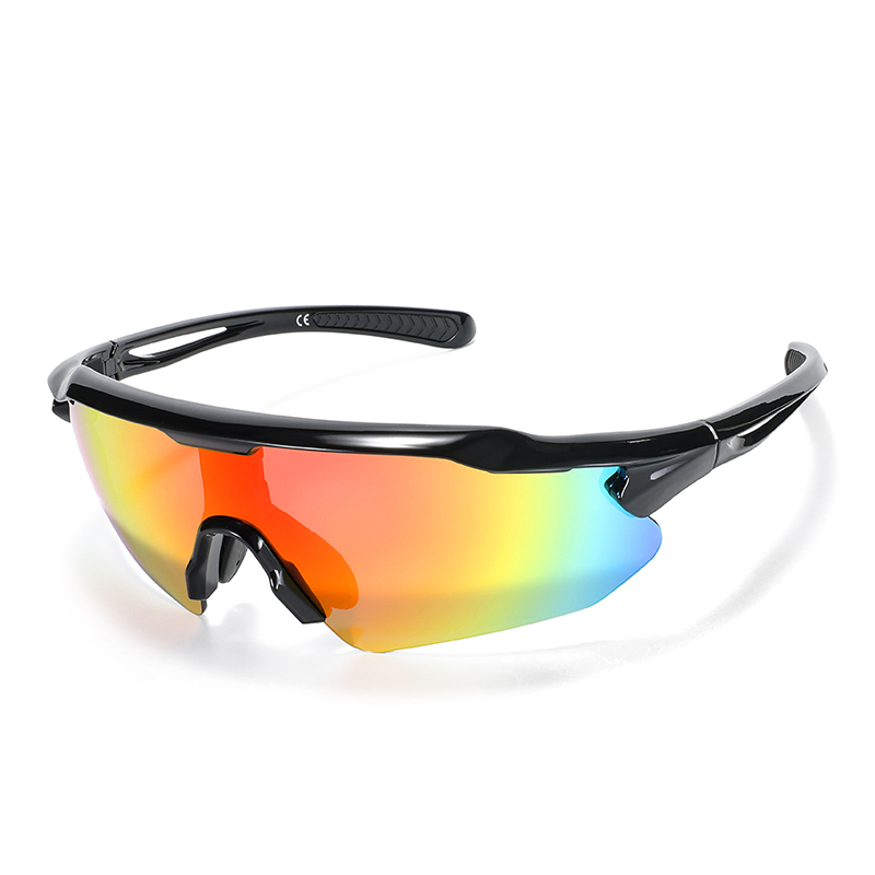 Montatura nera lucida + lente nera rossa