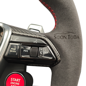 พวงมาลัยหุ้มหนังครึ่งวง สำหรับรถยนต์ออดี้ R8 <span class=keywords><strong>A3</strong></span> A4 A5 A6 C7 B6 B8 B9 RS3 8V RS4 RS7 SQ5 Q3 Q5 Q7RS คาร์บอนไฟเบอร์แบบกำหนดเอง พร้อมไฟ LED - Product Image 5