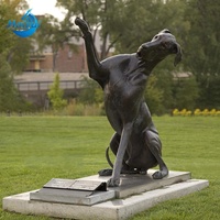 Statue d'animaux en laiton exquise pour l'extérieur, sculpture de chien dogue allemand en bronze