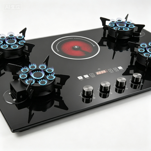 Estufa con Placa Vitrocerámica Integrada de 4 Quemadores a <span class=keywords><strong>Gas</strong></span> y 1 Eléctrico, Encendido Electrónico, Multifuncional, Calentamiento Rápido para Uso Doméstico - Product Image 1
