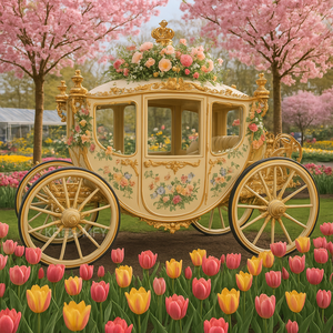 Nuevo Diseño, Carruaje de Caballos Eléctrico de Lujo, Color Dorado, Personalizado, Tamaño Real, Conducible, 4 Ruedas, Sin Caballos, para 4-6 Personas - Product Image 1