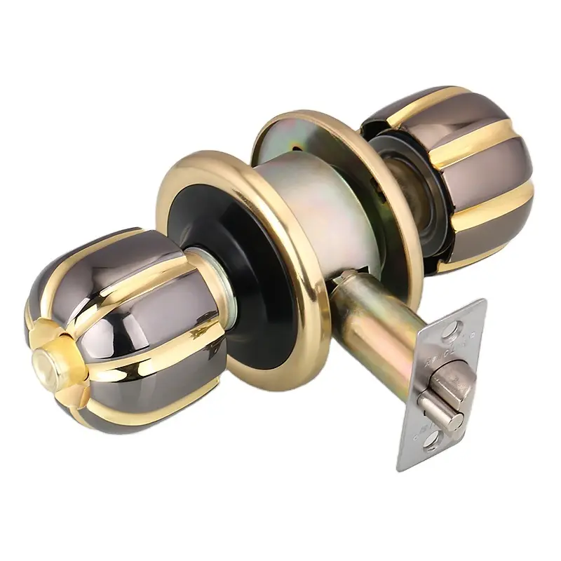 Roeasy iron material cylindrical door knob round locks for wooden door 5881-BN/GP-ET