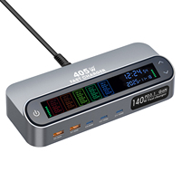 Charger Cepat USB-C 30W PD3.1 140W Tipe-C dengan Layar LCD dan 2 Port untuk Laptop, Ponsel, Tablet, dan Desktop Universal