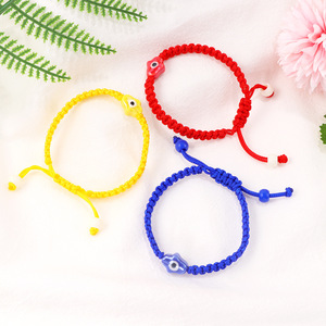 Bracciali in ceramica da uomo e donna Hamsa a mano <span class=keywords><strong>malocchio</strong></span> intrecciati con cordoncino portafortuna braccialetti in amuleto intrecciati a mano con stringa luminosa regalo di <span class=keywords><strong>preghiera</strong></span> - Product Image 3