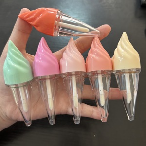 ISMAN Tubo de Brillo Labial de 5ml con Forma de Cono de Helado, Verde, <span class=keywords><strong>Rosa</strong></span>, Naranja, Envase Vacío, Venta al por Mayor, Maquillaje, Marca Privada, Personalizado - Product Image 1