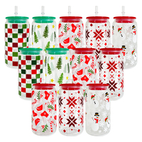 Gobelet en plastique personnalisé pour Noël avec paille, OEM ODM, sublimation, canette de bière vierge, verre, gobelet, cadeau de fêtes, tasse à boire, logo personnalisé