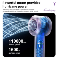 Sèche-cheveux NOVA NV-7433 à grande vitesse-Moteur 110,000 RPM 58dB Séchage rapide silencieux avec protection contre la surchauffe pour la maison et les voyages