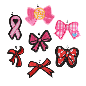 Patch pita besi bordir busur lucu pita merah pink Patch busur merah - Product Image 2
