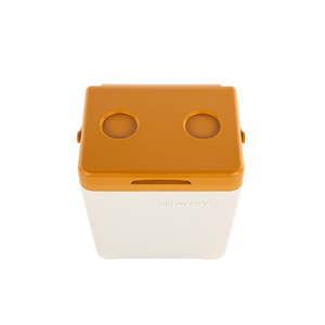 ICEMASTER - Nevera Portátil Aislada de 14L, Rectangular, Blanca con Tapa Naranja, Portavasos Integrado, Ideal para Campamentos al Aire Libre - Product Image 5