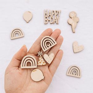 Party Cake <b>Balloon</b> Gift Box Scatter Decoration Wooden Happy Birthday <b>Table</b> Confetti - Product Image 3