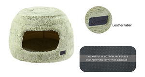 Soft cats cave bed pet bed house little puppy house warming plush pink light grey cute cat igloo - Product Image 4