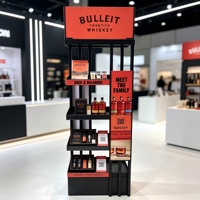 Support d'affichage pour spiritueux en métal sur mesure, présentoir de vente au détail pour whisky sur pied pour exposition en magasin de vins