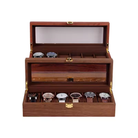 Bois de noyer 2-20 fente montre conteneur protection Logo personnalisé velours intérieur verre fenêtres montre organisateur étui boîte-cadeau emballage