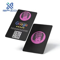 Carte RFID NFC 13,56 MHz personnalisée en usine, carte Google Review CR80 PVC programmable, carte intelligente 215 avec code QR, impression personnalisée