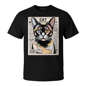 Camiseta con diseño artístico de gato birmano europeo, negra, unisex, cuello redondo, manga corta, ropa promocional para adultos - Product Image 2