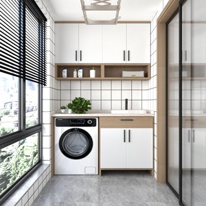 Mueble para <span class=keywords><strong>Lavadora</strong></span> Blanco, Solución de Almacenamiento para Lavandería, Impermeable y Resistente a la Humedad para Uso Doméstico - Product Image 6
