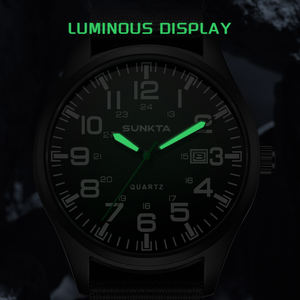 ساعة كوارتز LIGE ST6722 سوداء من النايلون للرجال والنساء، ساعة رياضية بمنطقتين زمنيتين وأرقام عربية، ساعة رجالية فاخرة مضيئة + علبة هدايا - Product Image 6