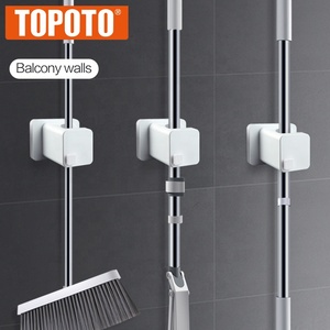 Support mural adhésif multifonction TOPOTO à double niveau pour balais et serpillères, idéal pour le nettoyage des salles de bain et toilettes - Product Image 4