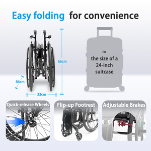 SHIPENG WI5803 Lightweight Aluminum <strong>Manual</strong> Folding Sport <strong>Wheelchair</strong> Rigid Backrest Black 26-inch Shock-absorbing Carbon Fiber - Product Image 3