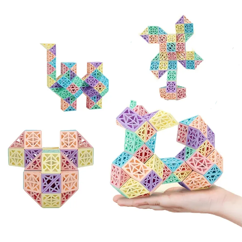 Kubus Klaslokaal Plastic 3d Holle Magische Liniaal Opvouwbare Slang Puzzel Kubus Diy Educatief Speelgoed Voor Kinderen