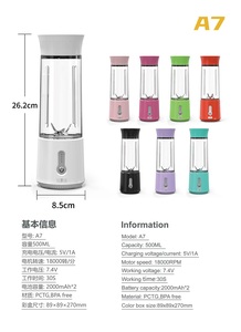 เครื่องปั่นน้ำผลไม้พกพา ราคาโรงงาน ปลอดสาร BPA ชาร์จผ่าน USB ใช้แบตเตอรี่ สำหรับทำสมูทตี้ เหมาะสำหรับการเดินทางกลางแจ้ง รับทำโลโก้ตามสั่ง - Product Image 2