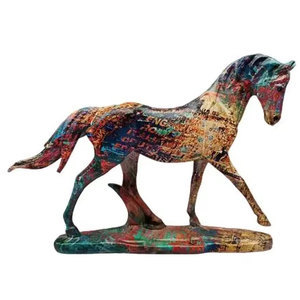 Colored <strong>Painting</strong> Walking and Standing <strong>Horse</strong> Sculpture Resin Figurine - Product Image 1