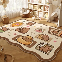 Tapis de dessin animé mignon antidérapant facile d'entretien pour chambre à coucher, tapis de chevet, tapis de salon en velours cristal imprimé pour la maison
