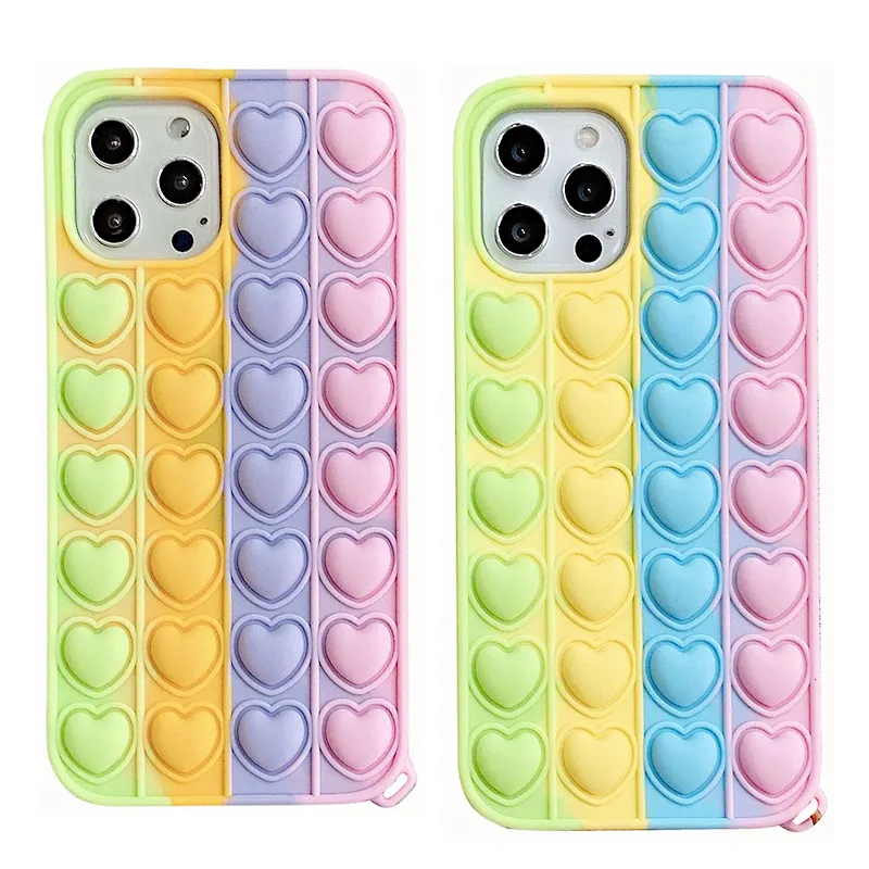 Love Heart เคสซิลิโคนโฟม,เคสโทรศัพท์นิ่มยกแท่งสีสำหรับ iPhone 11 12 Pro Max เคสน่ารักยางกันกระแทก