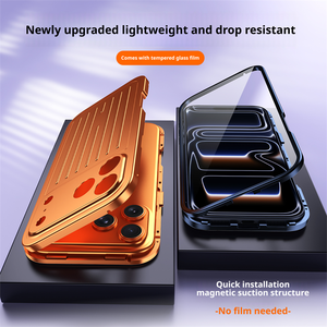Funda para Teléfono con Panel Trasero de Metal de <span class=keywords><strong>Nuevo</strong></span> Diseño para <span class=keywords><strong>iPhone</strong></span> 17 16 15 14 Pro Max, Pantalla de Vidrio Templado de Alta Definición, Protección de 360 Grados - Product Image 1