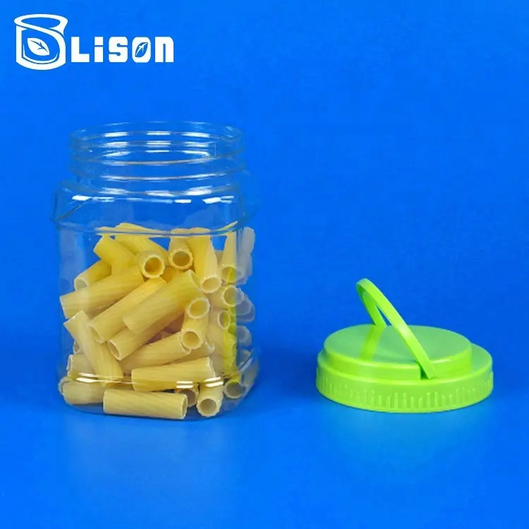 840 Ml Supplier Dapur Memasak Alat Kelembaban Bukti Sereal Makanan Padat Plastik PET Square Jar