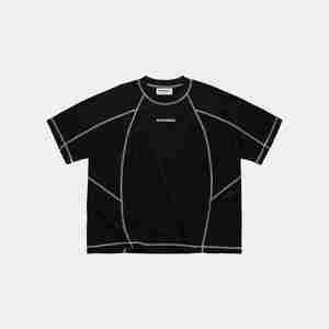 เสื้อยืดทรงบ็อกซี่ 100% ผ้าฝ้าย ทรงบ็อกซี่ แขนสั้น สวมใส่สบาย ผ้าแห้งเร็ว มีลาย - Product Image 1