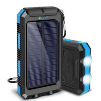 Banque d'alimentation solaire 20000 mAh, chargeur de batterie solaire, chargeur de panneau portable, 3 sorties, étanche, sauvegarde externe