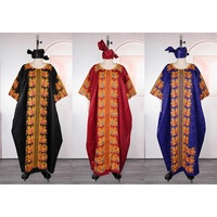 Nouveautés H&D S11060-1 : Robes longues décontractées en Bazin Riche brodé avec strass pour femmes, style africain