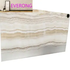 Natural transparent backlit river ivory white onyx marble slabs for interior hotel villa decoration
