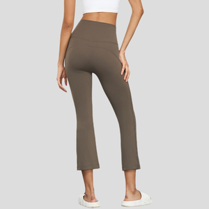 Pantalon évasé de yoga taille haute nu pantalon de yoga à jambe large confortable à séchage rapide tissu élastique doux à haute élasticité - Product Image 3