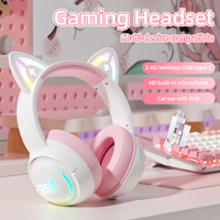 Audífonos Inalámbricos para Juegos ONIKUMA GT838, Tres Modos, RGB, Orejas de Gato, 2.4G, BT, Cableados, 3 en 1, con Micrófono para Juegos, Gran Venta