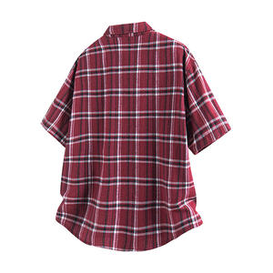 Chemise-veste ample vintage à carreaux, brodée, style crop top, décontractée, respirante, simple, grande taille, pour l'automne, mode - Product Image 4