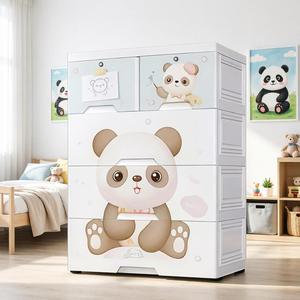 Commode à tiroirs en plastique moderne et élégante, armoire de rangement à 4 niveaux en plastique, <span class=keywords><strong>meuble</strong></span> de rangement durable pour la maison avec double verrouillage - Product Image 1