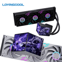 LOVINGCOOL Nouveau Refroidisseur Liquide 360mm avec Double Affichage Ventilateur ARGB pour Boîtier d'Ordinateur, Ventilateurs de Refroidissement CPU à Eau pour PC AMD/Intel