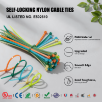 Attaches de câble autobloquantes en nylon PA66 pour câbles électriques, plusieurs couleurs/tailles, légères et faciles à utiliser, -40~+85, attaches de câble