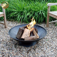 Brasero rond en acier Corten avec poignées et pieds, foyer extérieur en acier patinable pour patio et camping, vente en gros