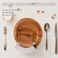 Hache-légumes en bois d'acacia avec planche à découper ronde, accessoires de cuisine, gadgets de cuisine, hachoir à légumes, coupe-oignons, coupe-herbes
